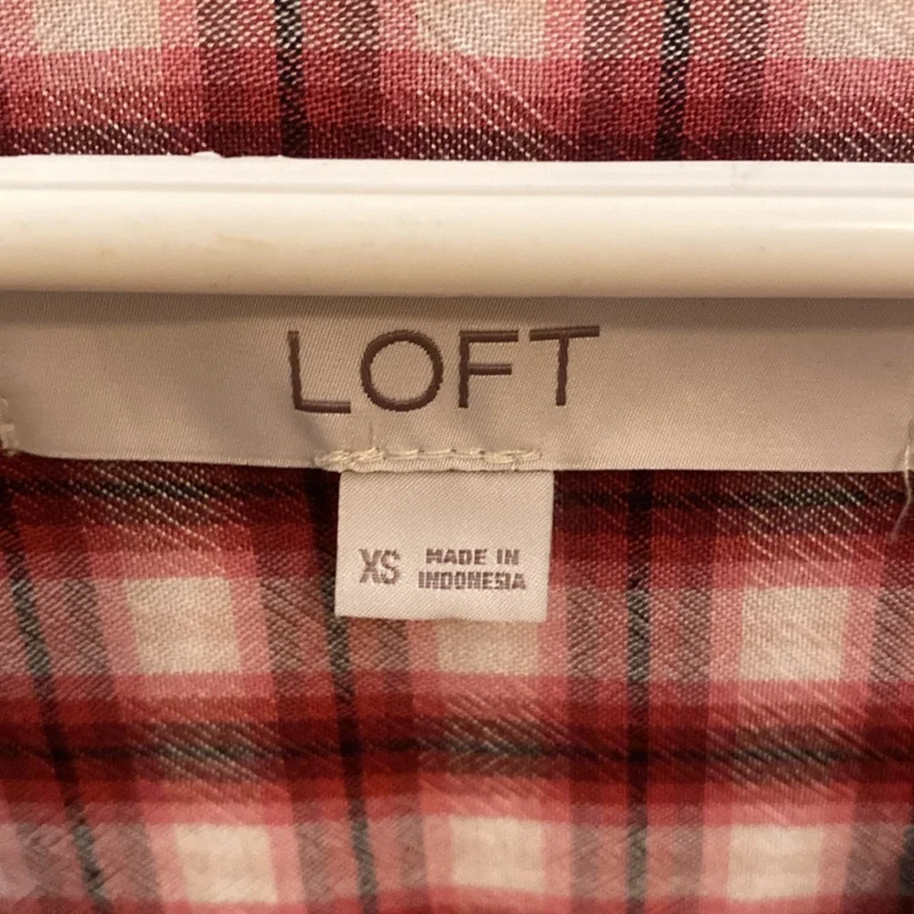 Loft V-Neck Plaid Tunic Top - Picture 2 of 5